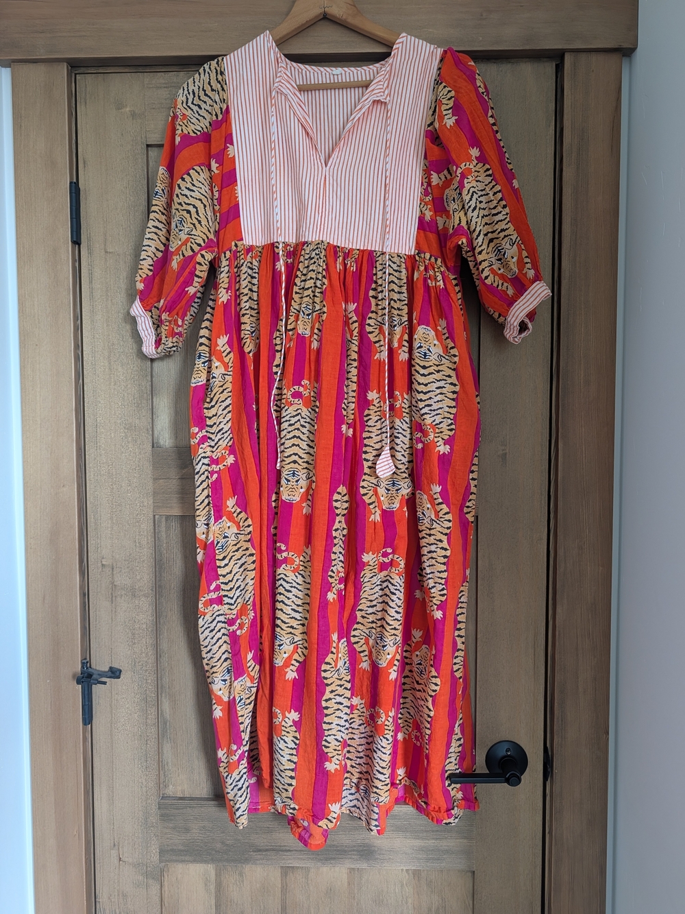 Tiger-Print Maxi Dress in Bright Pink & Orange